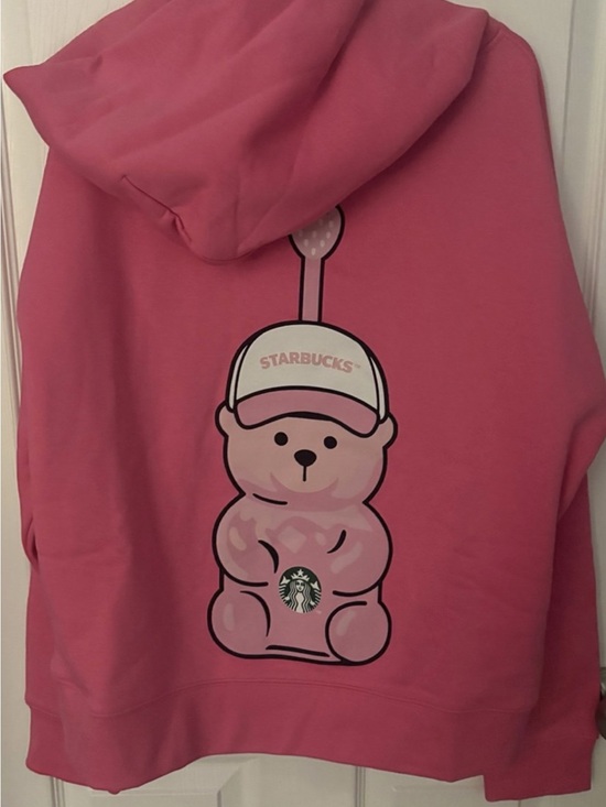 Starbucks Jackets & Blazers - Starbucks Pink Teddy Bear Graphic Hoodie